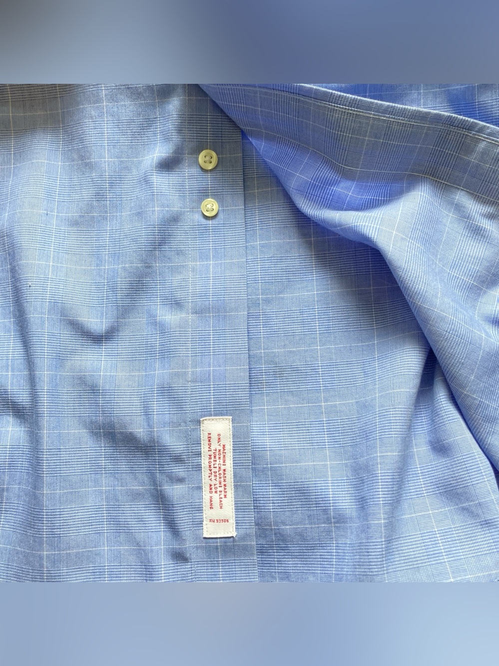 Brooks Brothers 100% Cotton Light Blue Windowpane Long Sleeve Dress Shirt - Picture 7 of 11